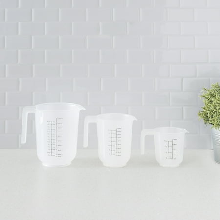 Home Basics Precise Pour 3 Piece Plastic Measuring Cup Set, Clear