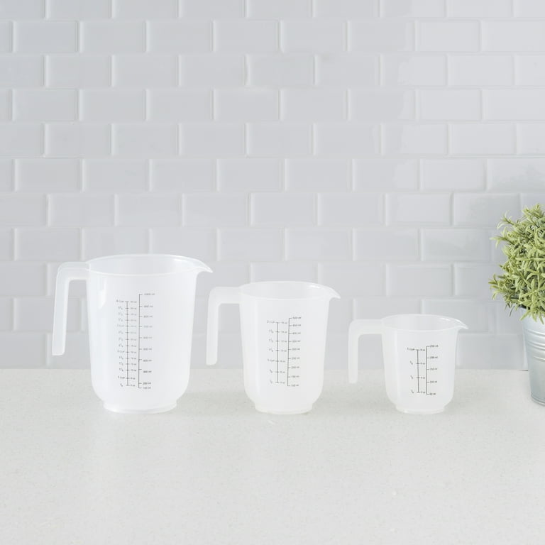 Precise Pour 3-Piece Clear Plastic Measuring Cup Set Precise Pour 3-Piece Clear Plastic Measuring Cup Set