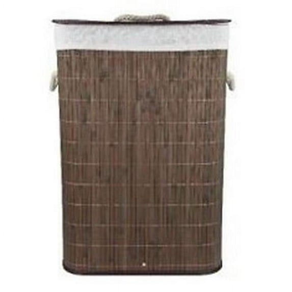 Home Basics Rectangular Bamboo Hamper, Brown