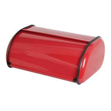 Home Basics Roll Up Lid Stainless Steel Bread Box, Red