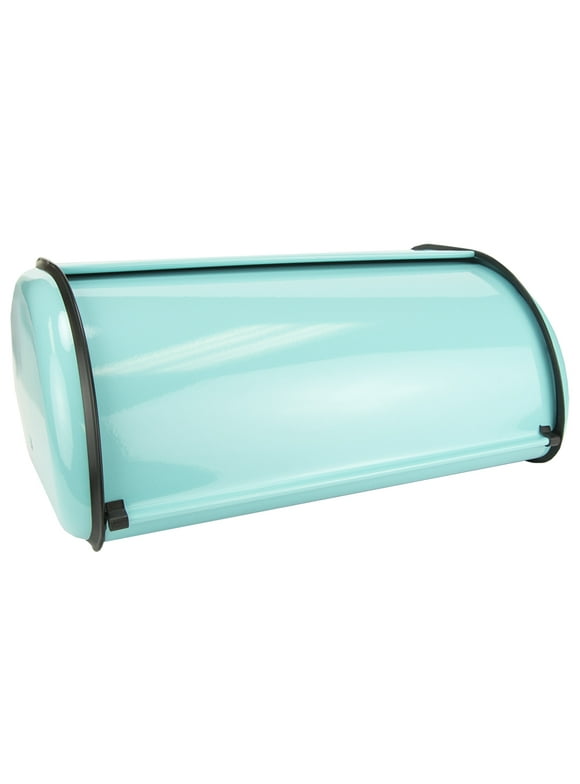 Home Basics Roll Up Lid Stainless Steel Bread Box, Turquoise