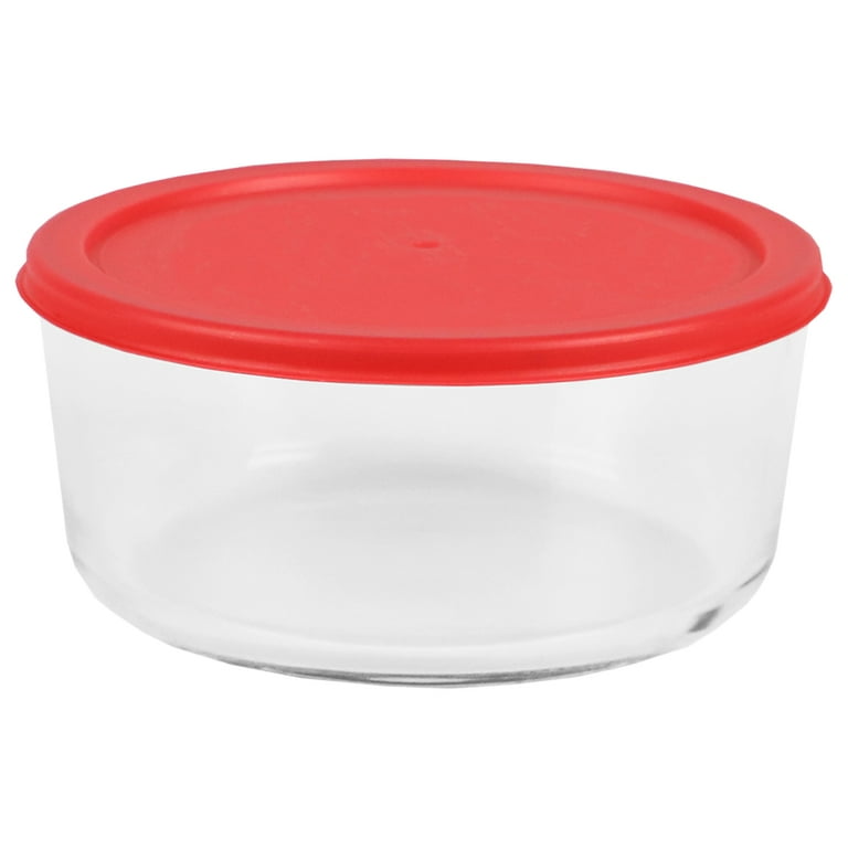 Home Basics Round 55 oz. Borosilicate Glass Food Storage Container with Red  Lid 
