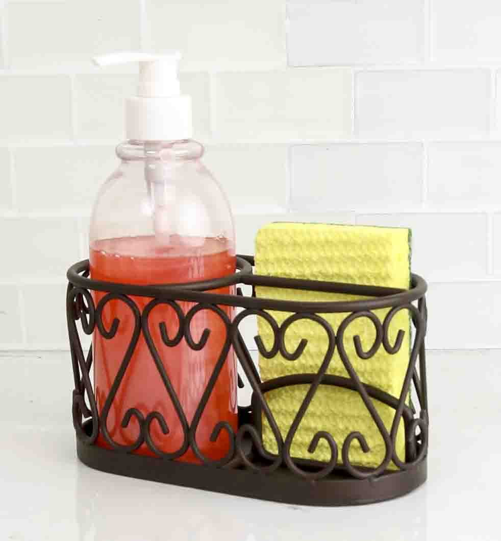 Home Basics Scroll Collection Soap Dispenser with Caddy, Bronze