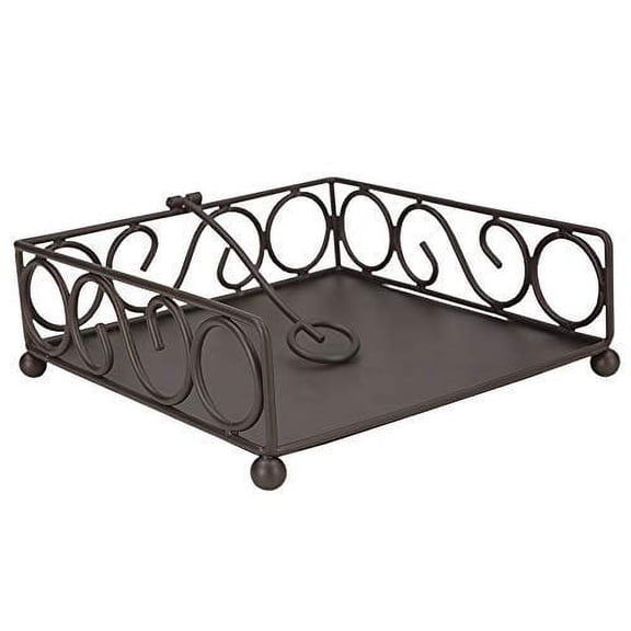 Home Basics Scroll Collection Steel Flat Napkin Holder, Bronze