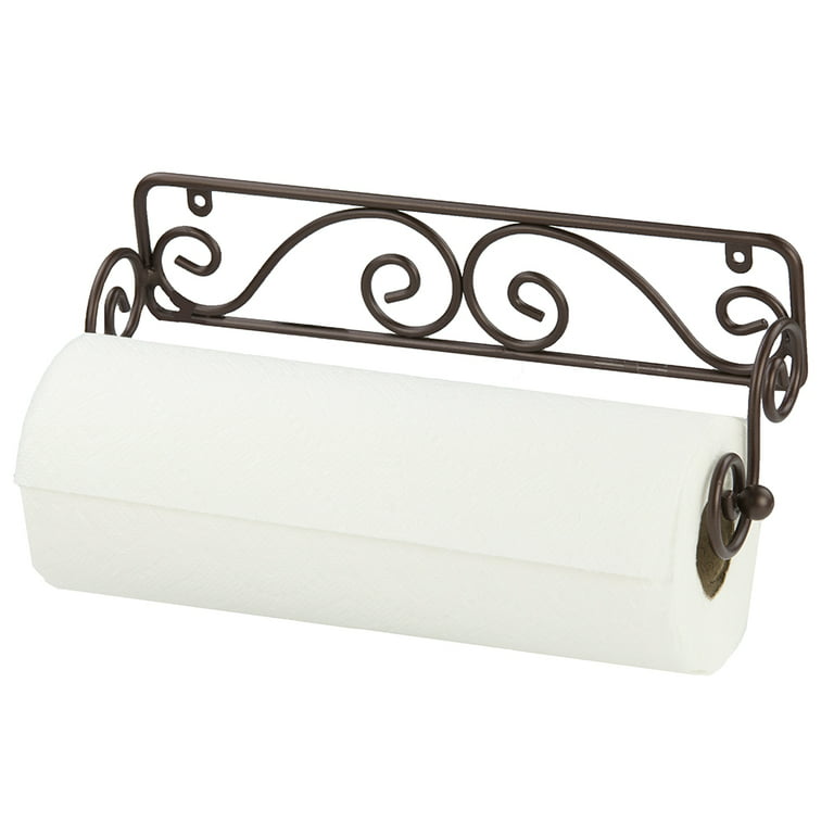 Home Basics Scroll Collection Steel Wall Mounted Paper Towel Holder, Bronze  