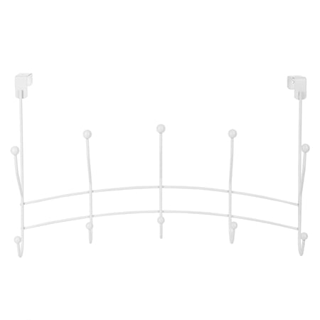Home Basics Shelby 5 Hook Over the Door Hanging Rack, White