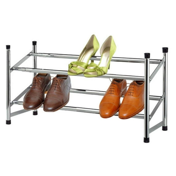 Home Basics Shoe Rack, 2-Tier, Expandable, Chrome