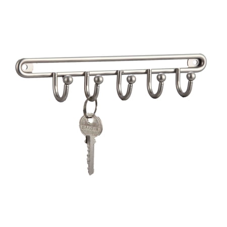 Home Basics Simplicity Collection 5 Hook Key Organizer, Satin Nickel