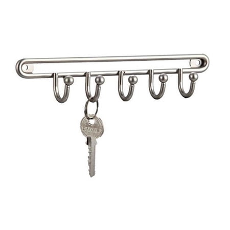 Home Basics Simplicity Collection 5 Hook Key Organizer, Satin Nickel