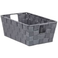 thumbnail image 1 of Home Basics Small Double Woven Polyester Strap Open Bin with Sturdy Steel Frame and Cut-out Handles, Grey, 1 of 5