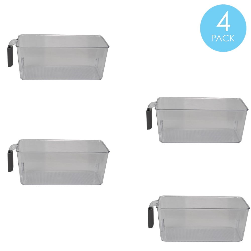 Home Basics Small PullOut Plastic Storage Bin with Soft Grip Handle, Clear