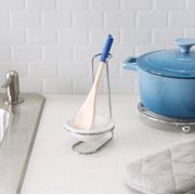 Home Basics Spoon Rest with Tray and Spoon, Chrome