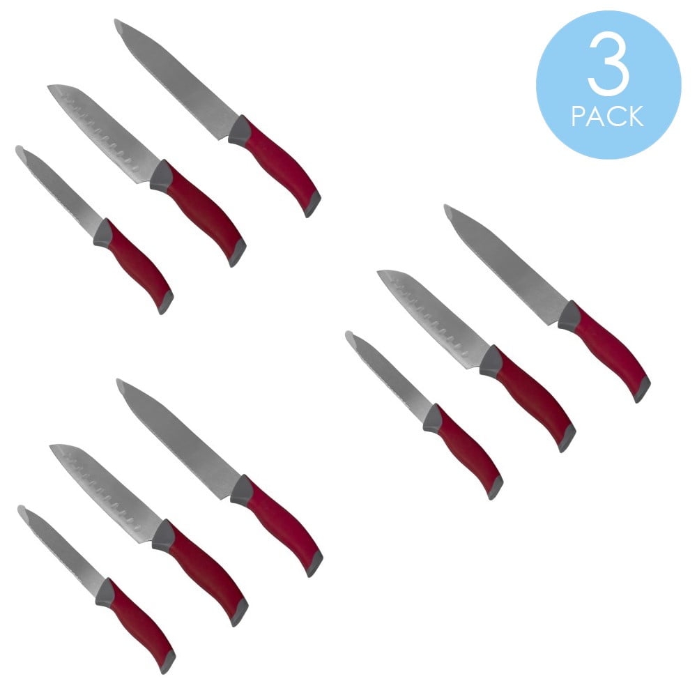 Home Basics 7 Piece Knife Set, Red 