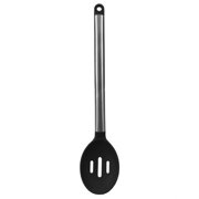 Home Basics Stainless Steel Silicone Slotted Spoon, Black