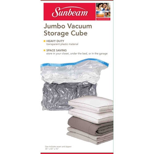 Sunbeam Jumbo Space-Saving Air-Tight Plastic Vacuum Storage Bag, Clear