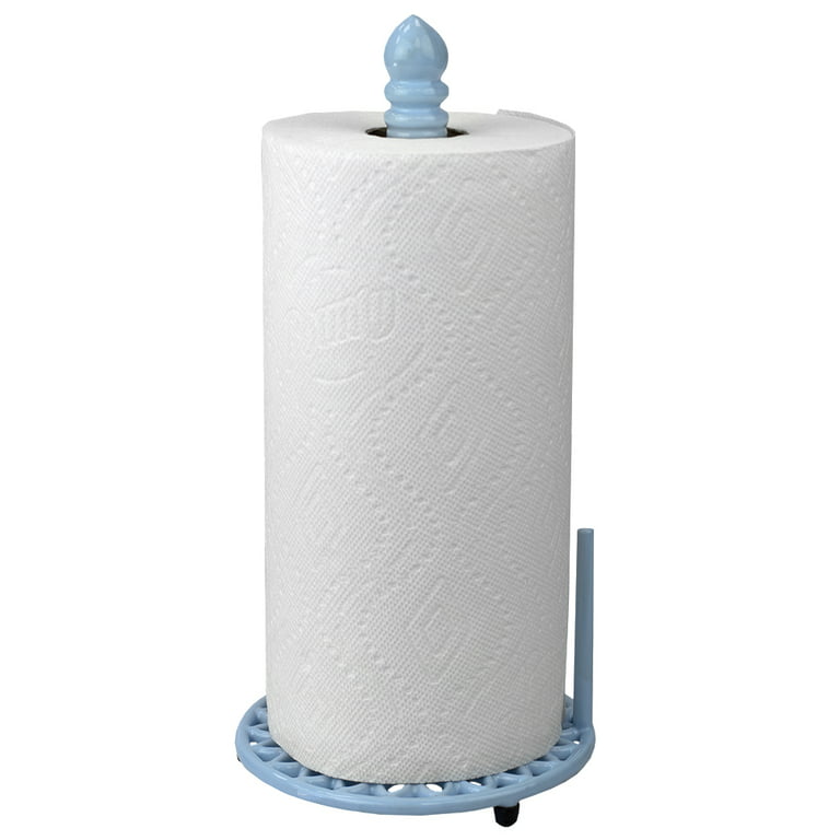 Home Basics Sunflower Free-Standing Cast Iron Paper Towel Holder with  Dispensing Side Bar, Blue 