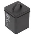 thumbnail image 1 of Home Basics Tin Canister, Salty Snacks, Small, Black, 4.5x4.5x5.5 Inches, 1 of 2