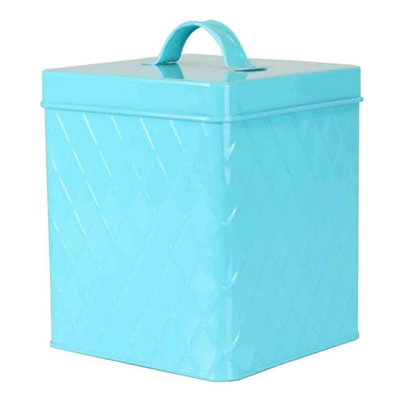 Home Basics Trellis Small Dry Goods Airtight Tin Kitchen Canister, Turquoise