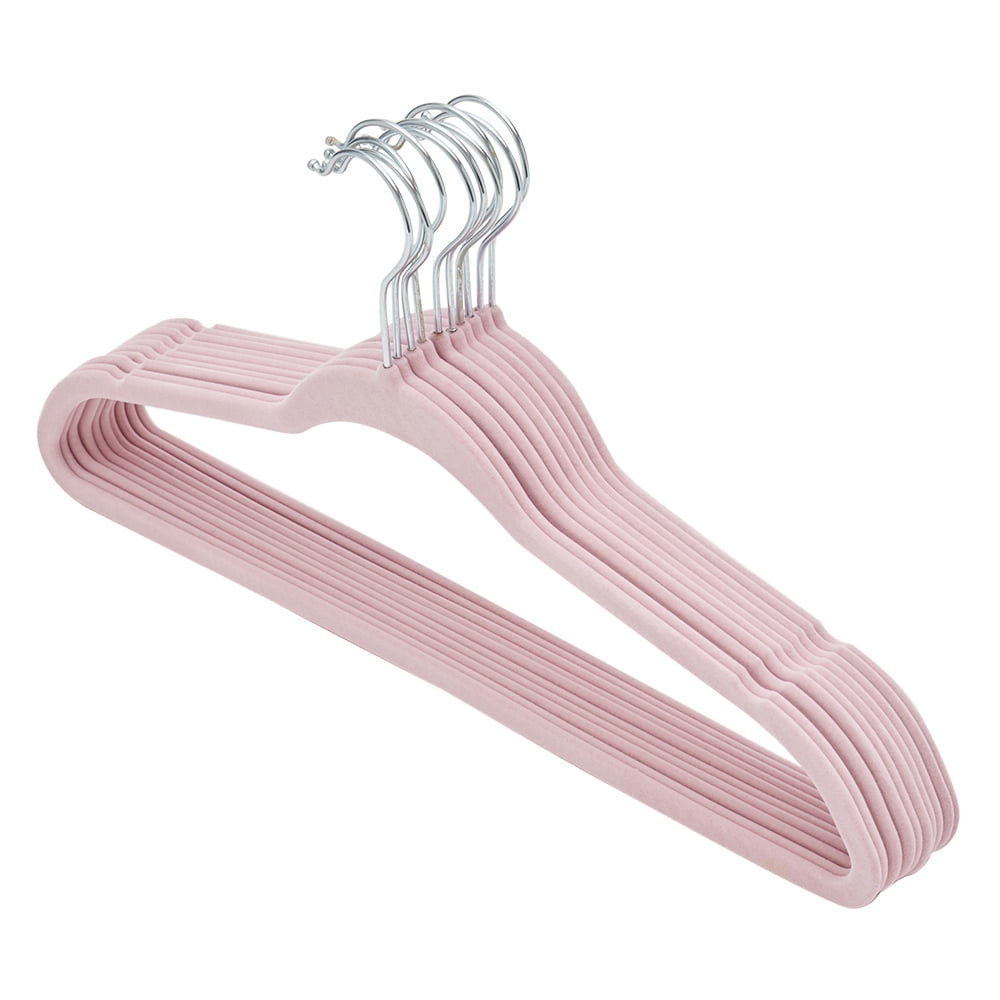 HOUSE DAY Pink Velvet Hangers 60 Pack, Non Slip Flocked Felt Hangers,  Sturdy Velvet Clothes Hangers, Cute Heart Hangers, Heavy D