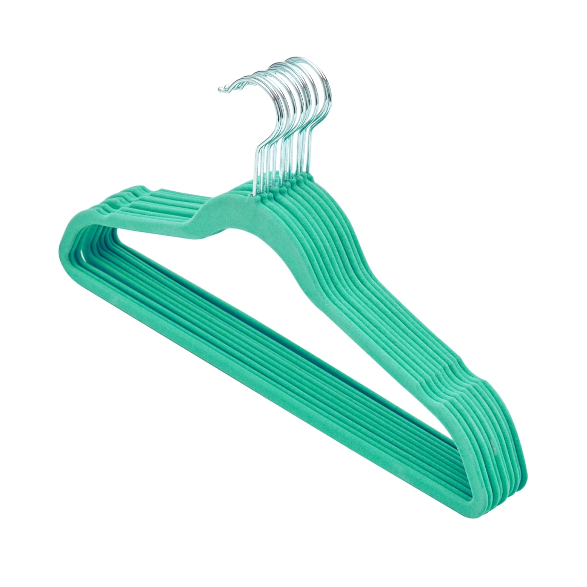 Plastic Clothes Hangers Seafoam Green 2 Count With Shoulder String Hooks  16.5 in