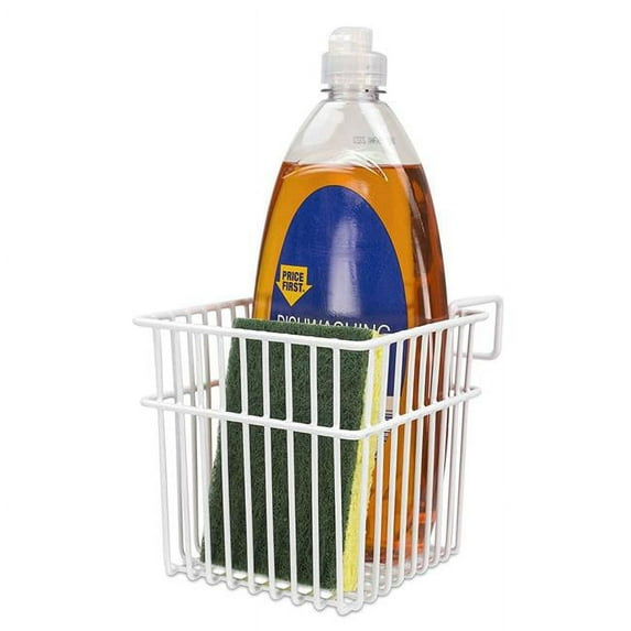 Home Basics Vinyl Coated Sink Basket Sponge Soap Holder - White