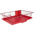 Home Basics Vinyl Coated Steel Dish Drainer, Red