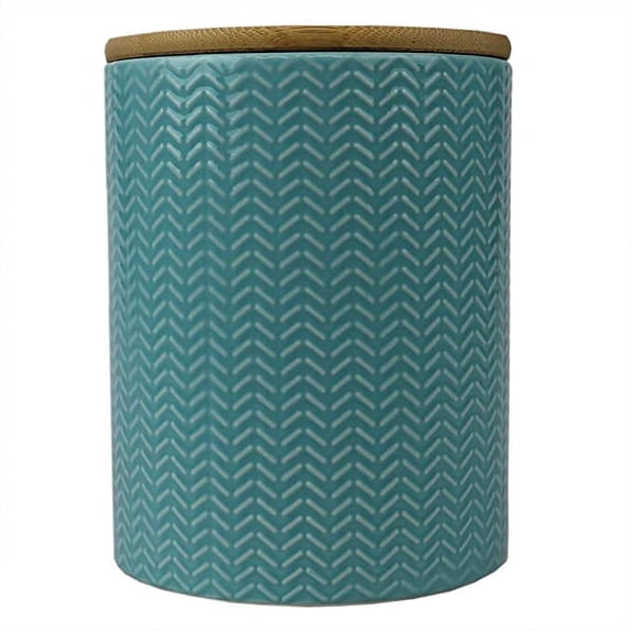 Home Basics Wave Medium Ceramic Canister, Turquoise