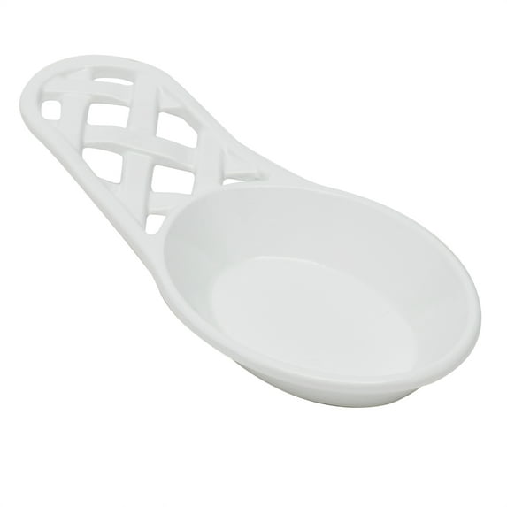 Home Basics Weave Cast Iron Spoon Rest, White