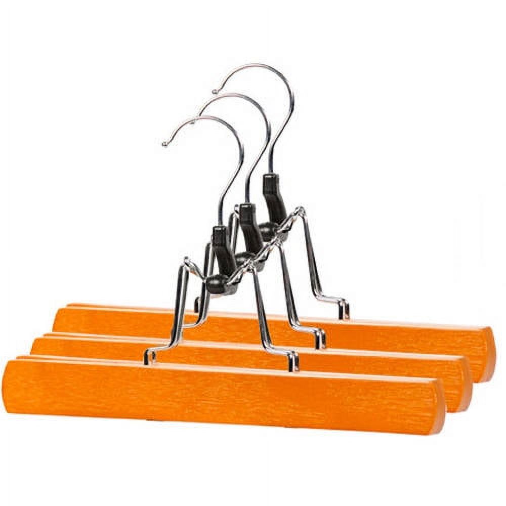 Home Basics Wooden Skirt Hangers, 3 Pack, Oak