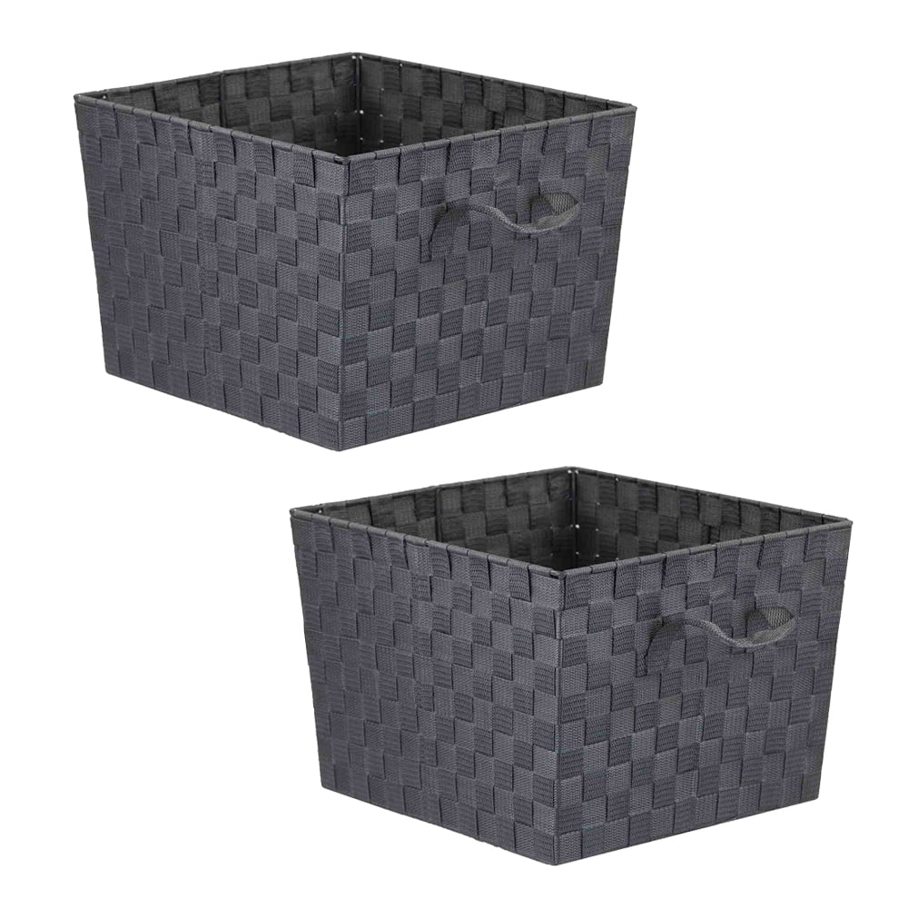 Home Basics XLarge Polyester Woven Strap Storage Bin With Handles