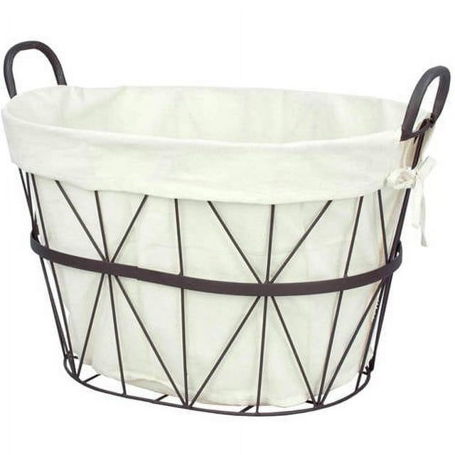 Home Basics York Wire Basket With Canvas Liner Oval
