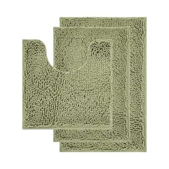 MK Gdledy Anti Slip and Waterproof U-shaped Floor Mat, Suitable for Toilet, Bathroom and Shower Areas，Three-Piece Set，sage