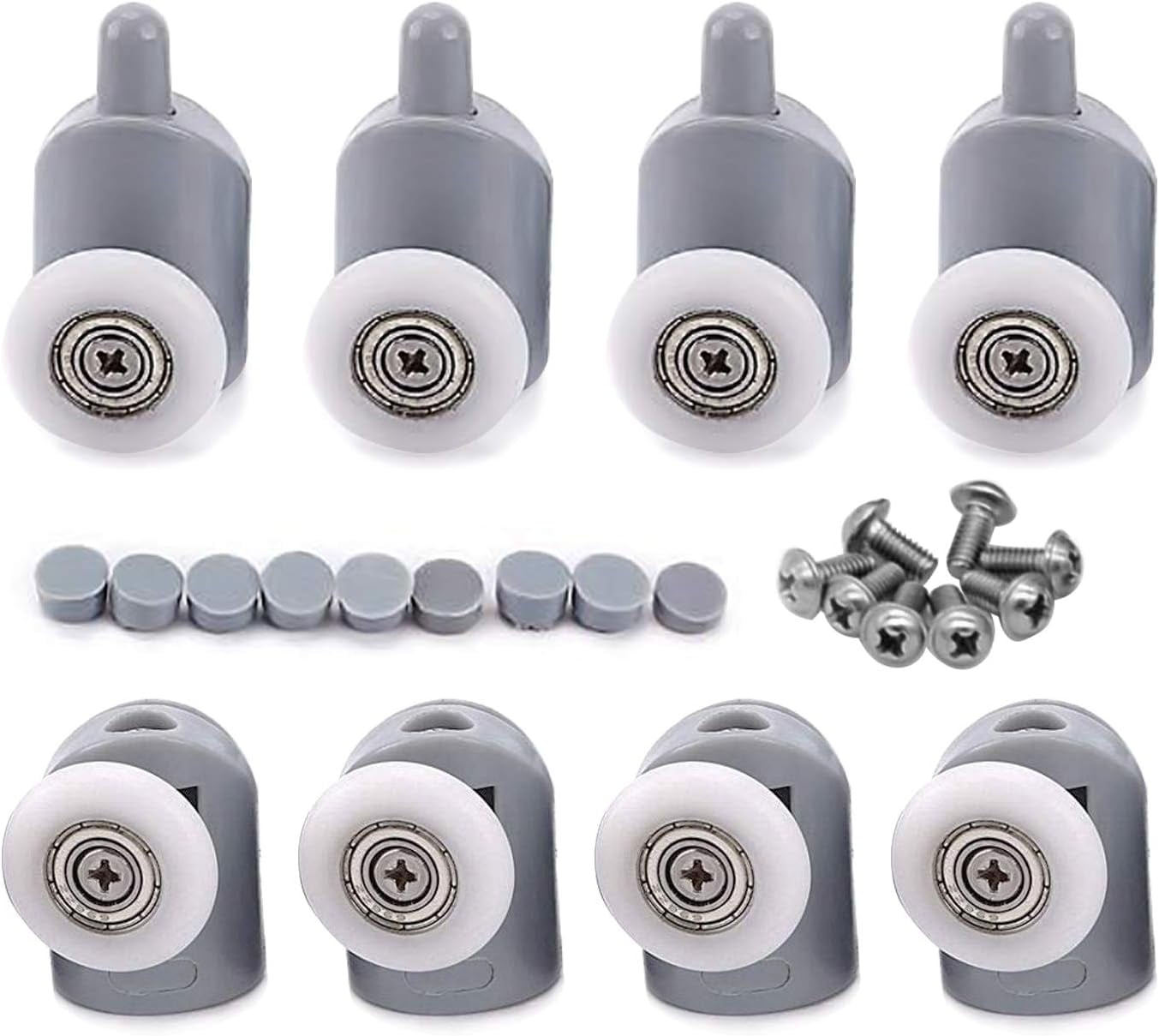 Shower Door Replacement Rollers - 4 Upper Rollers Set For 5mm/6mm Glass, Low Noise Sliding, 304 Stainless Steel