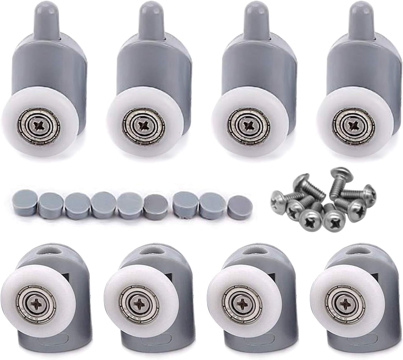 Shower Door Rollers – 26mm Wheel Diameter, 4-Piece Set (2 Upper + 2 Bottom) For 4-6mm Glass, Copper & Nylon Construction