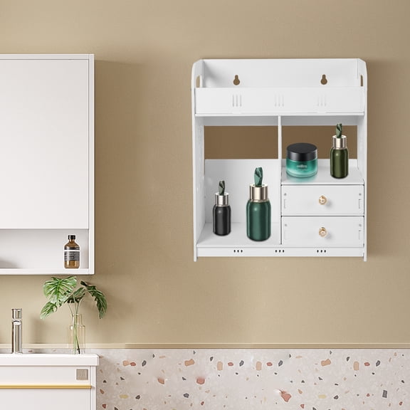 Home Bathroom Wall Cabinet Wall-Mounted  Small Kitchen Toilet with 2 Drawer Organizer