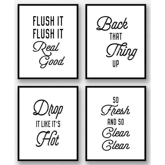 Home Bathroom pictures to hang on wall sayings clearance Room Decor Oil Painting Wall Decoration Funny Bathroom Hanging Picture English Slogan Canvas Core 4Pc