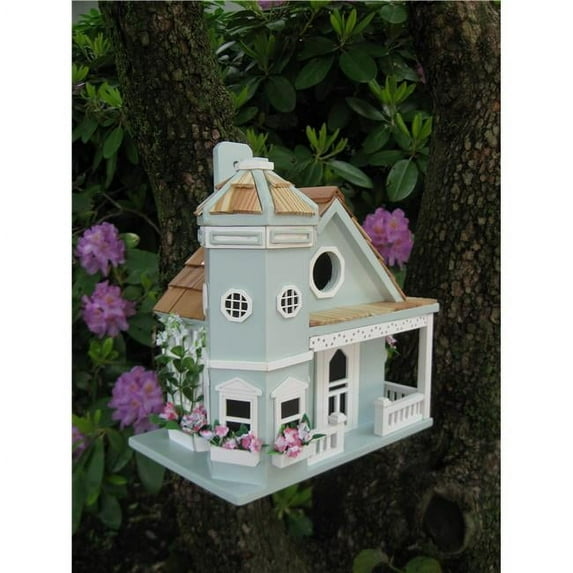 Home Bazaar Flower Pot Cottage Birdhouse - Light Blue