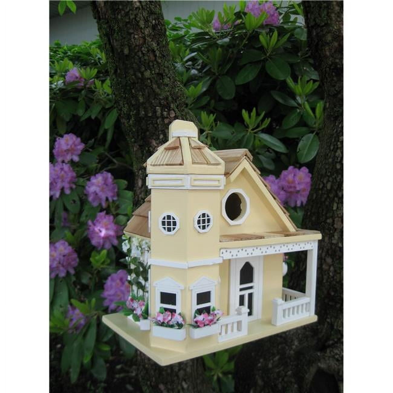 Yellow Pine Shingles Flower Pot Cottage Birdhouse