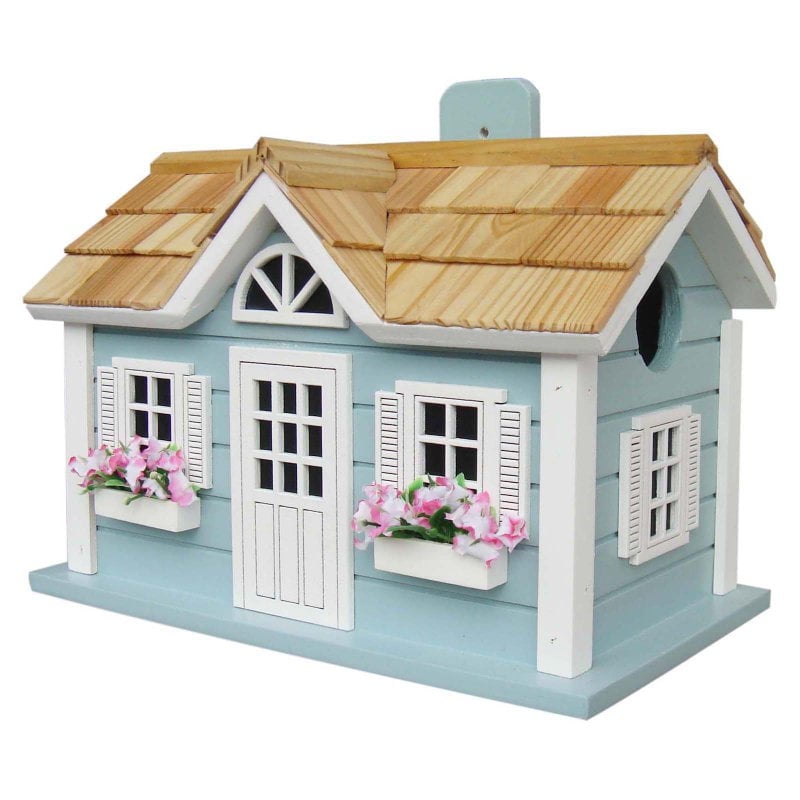 Nantucket Cottage Blue Bird House with Cedar Roof