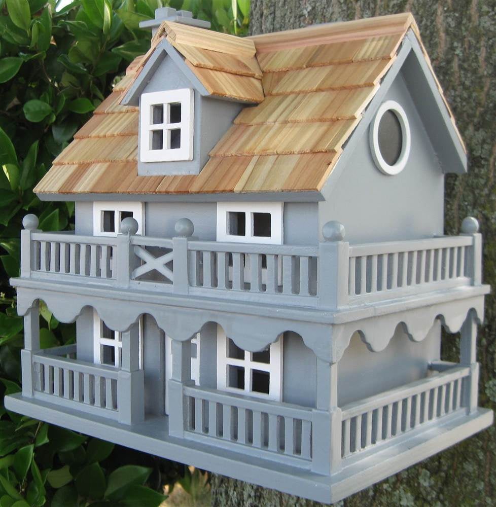 Red Pine Shingle Novelty Cottage Birdhouse