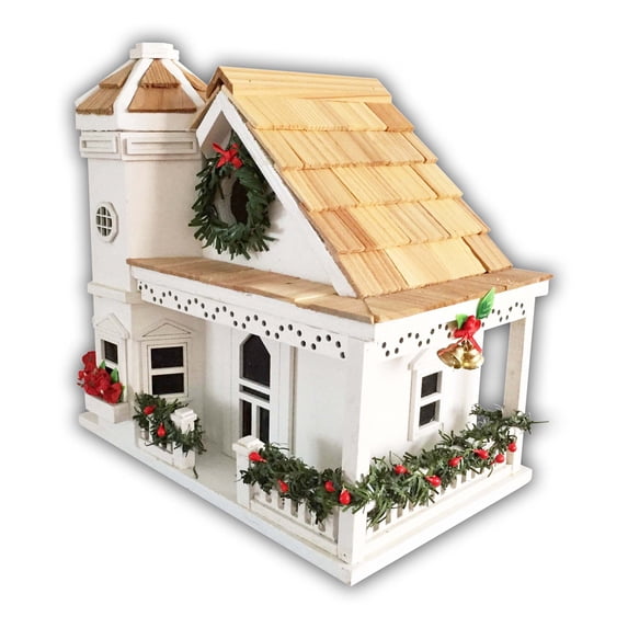 Yuletide Cottage Birdhouse - White
