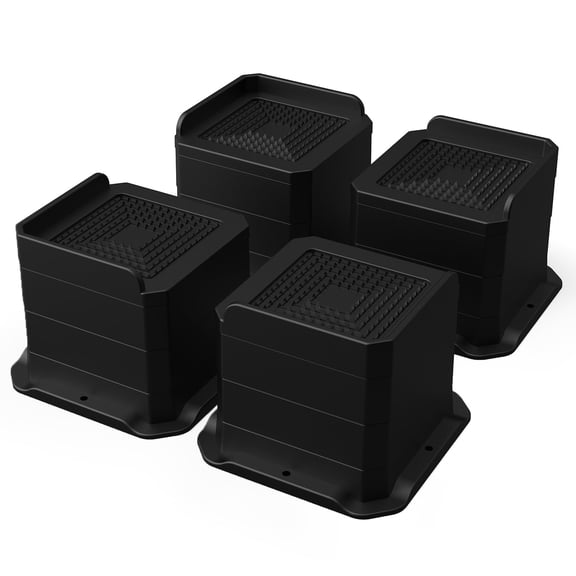 Home Bed Risers 3 Inch Heavy Duty Stackable Furniture Risers for College Dorm Bed Sofa Table Couch Chair Bed Raisers Blocks 4 Pack Black