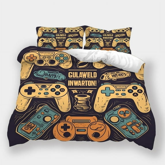 Home Bedclothes 2/3pcs Duvet Cover Set Teen Adult Fashion Gamepad Printed Bedspreads,California King (98"x104")