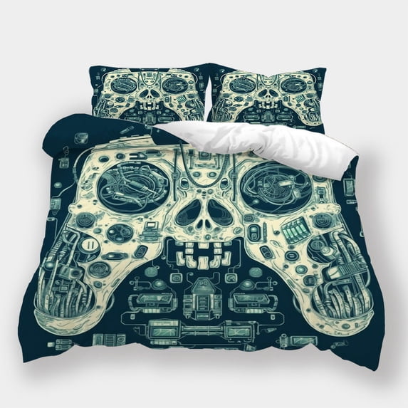 Home Bedclothes 3D Gamepad Printed Comforter Cover Pillowcase Boys Girls Cool Bedding Set,King (90"x104")