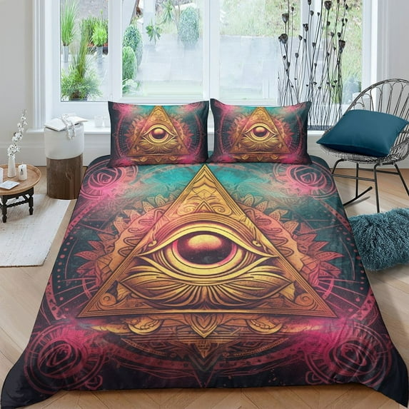 Home Bedclothes All-seeing Eye Printed Duvet Cover Set Teenager Adult Fantasy Bedroom Decor,Full (80"x90")