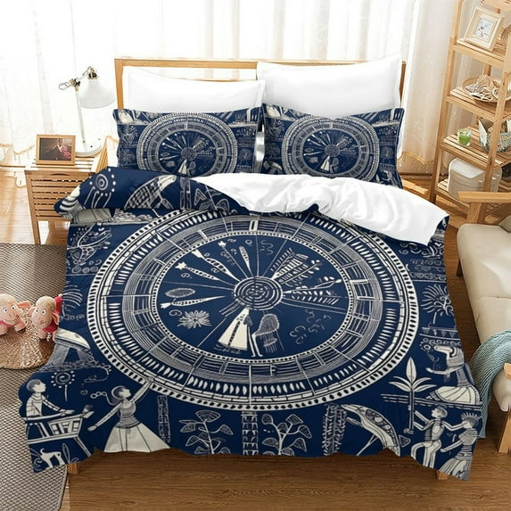 Home Bedclothes Ancient Abstract Patterns Printed Comforter Cover Set Adult Bedding Suit,Full (80"x90")