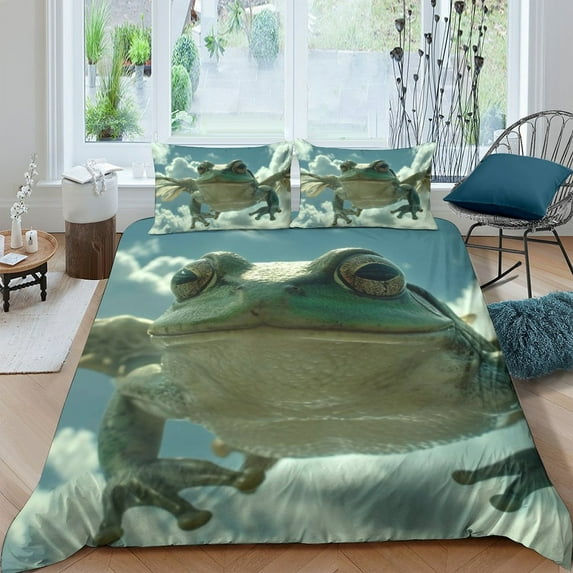 Home Bedclothes Frog Pattern Bedspreads Comforter Cover Pillowcase Teen Adult Hot Sale Bedding Set
