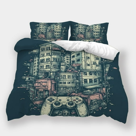 Home Bedclothes Game Controller Printed Duvet Cover Pillowcase 2/3pcs Fashion Bedding Set,Full (80"x90")