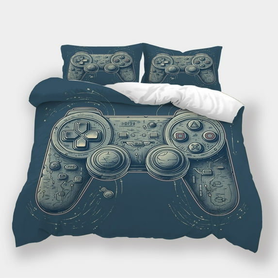 Home Bedclothes Game Controller Printed Duvet Cover Pillowcase 2/3pcs Fashion Bedding Set,Queen (90"x90")