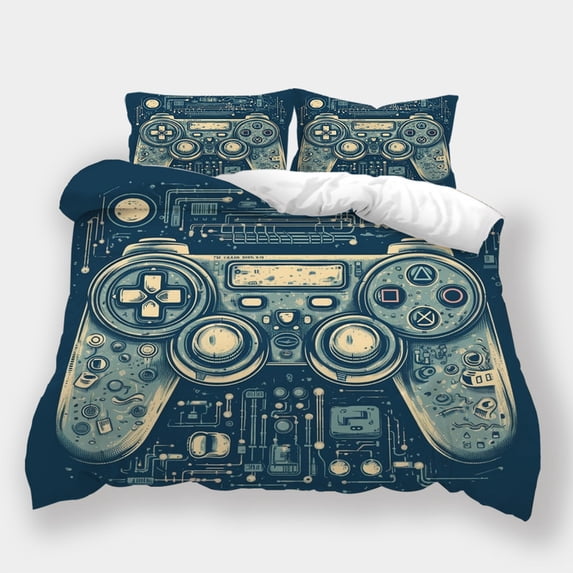 Home Bedclothes Game Controller Printed Duvet Cover Pillowcase 2/3pcs Fashion Bedding Set,Queen (90"x90")